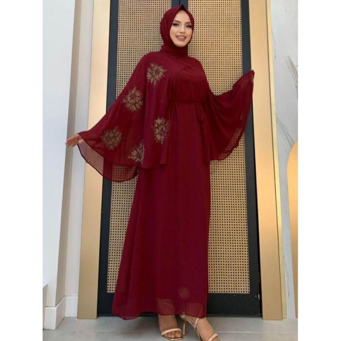 ⁦عباية للنساء لون خمري⁩ - الصورة ⁦2⁩