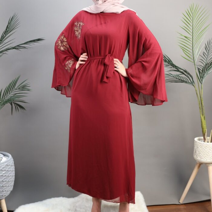 ⁦عباية للنساء لون خمري⁩ - الصورة ⁦4⁩