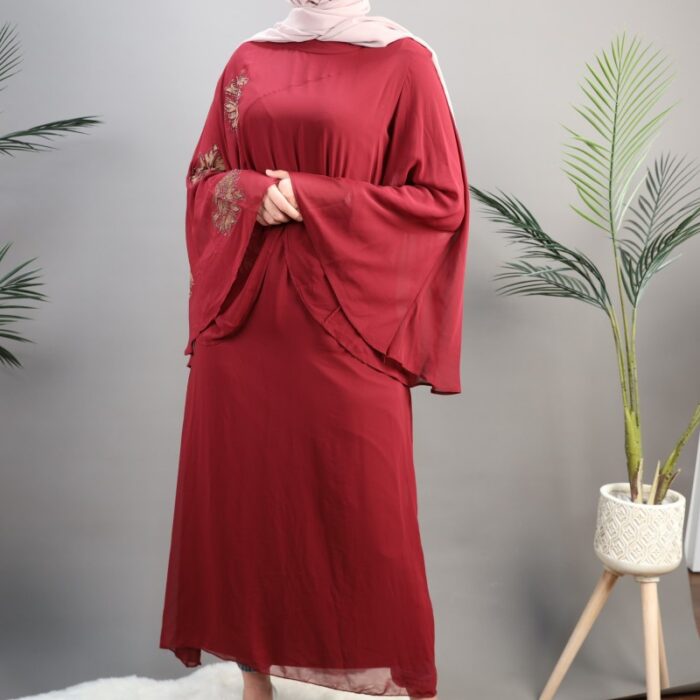 ⁦عباية للنساء لون خمري⁩ - الصورة ⁦7⁩