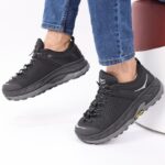 ⁦حذاء اي كان سبورت بأربطة للرجال لون أسود ونعل رمادي وأسود⁩ - الصورة ⁦9⁩