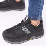 ⁦حذاء اي كان سبورت بأربطة للرجال لون أسود ونعل رمادي وأسود⁩ - الصورة ⁦9⁩