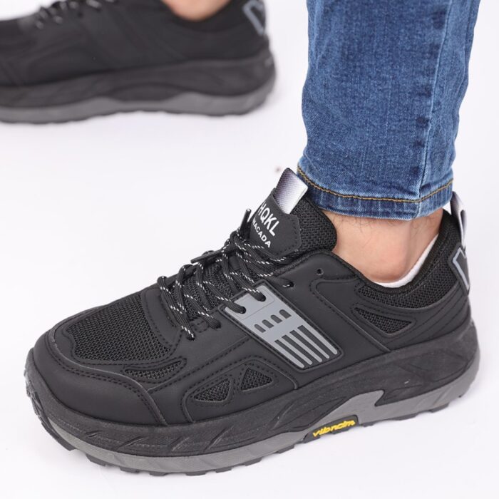 ⁦حذاء اي كان سبورت بأربطة للرجال لون أسود ونعل رمادي وأسود⁩ - الصورة ⁦9⁩