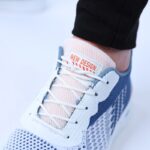 ⁦حذاء فاشن كاجوال جلد ونسيج للرجال لون أزرق ونعل أبيض⁩ - الصورة ⁦5⁩