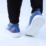 ⁦حذاء فاشن كاجوال جلد ونسيج للرجال لون أزرق ونعل أبيض⁩ - الصورة ⁦7⁩