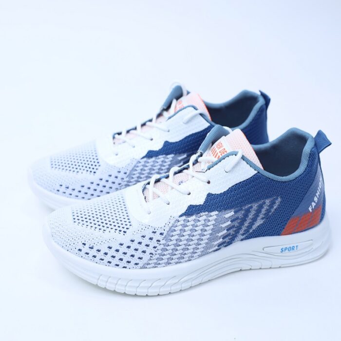 ⁦حذاء فاشن كاجوال جلد ونسيج للرجال لون أزرق ونعل أبيض⁩ - الصورة ⁦13⁩