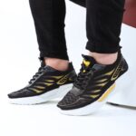 ⁦حذاء فاشن كاجوال نسيج للرجال لون أسود ونعل أبيض⁩ - الصورة ⁦3⁩