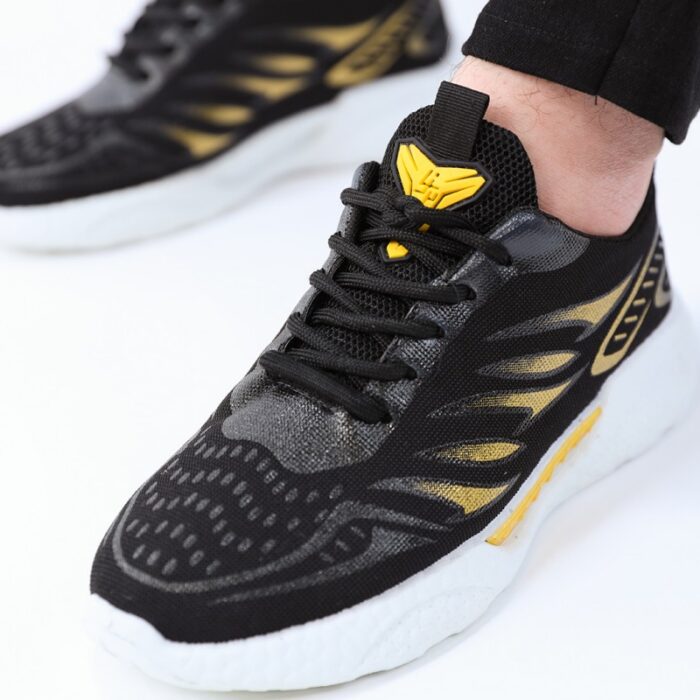 ⁦حذاء فاشن كاجوال نسيج للرجال لون أسود ونعل أبيض⁩ - الصورة ⁦6⁩