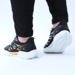 ⁦حذاء فاشن كاجوال نسيج للرجال لون أسود ونعل أبيض⁩ - الصورة ⁦8⁩