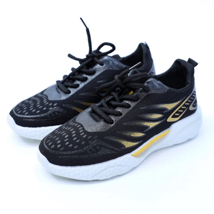 ⁦حذاء فاشن كاجوال نسيج للرجال لون أسود ونعل أبيض⁩ - الصورة ⁦12⁩