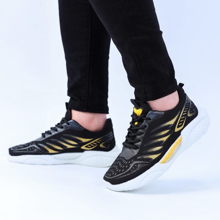 ⁦حذاء فاشن كاجوال نسيج للرجال لون أسود ونعل أبيض⁩ - الصورة ⁦14⁩