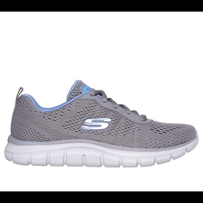 ⁦حذاء سكيتشرز تراك- نيو ستابل للنساء لون رمادي ونعل أبيض- Skechers Women's Track - New Staple Shoes⁩ - الصورة ⁦2⁩