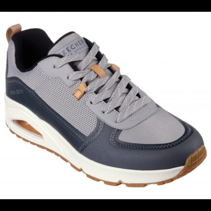 حذاء سكيتشرز أونو - لاايوفر للرجال لون رمادي وكحلي ونعل أبيض- Skechers Men's Uno - Layover Shoes
