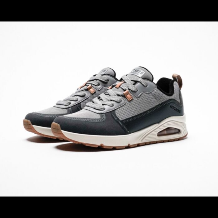 ⁦حذاء سكيتشرز أونو - لاايوفر للرجال لون رمادي وكحلي ونعل أبيض- Skechers Men's Uno - Layover Shoes⁩ - الصورة ⁦9⁩