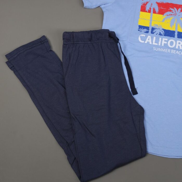 ⁦بجامة صيفية للأطفال لون أزرق وكحلي بتصميم نخلات⁩ - الصورة ⁦4⁩