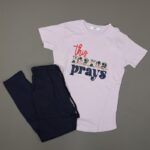 ⁦بجامة صيفية للأطفال لون بنفسجي فاتح وكحلي بتصميم this mama⁩ - الصورة ⁦2⁩