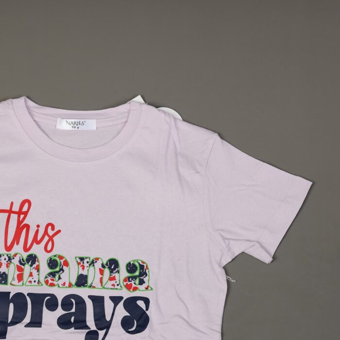 ⁦بجامة صيفية للأطفال لون بنفسجي فاتح وكحلي بتصميم this mama⁩ - الصورة ⁦5⁩