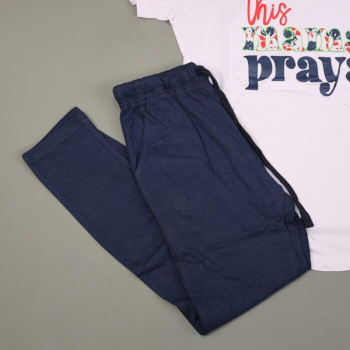 ⁦بجامة صيفية للأطفال لون بنفسجي فاتح وكحلي بتصميم this mama⁩ - الصورة ⁦6⁩