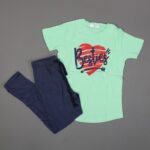 بجامة صيفية للأطفال لون أخضر فاتح وكحلي بتصميم Besties