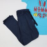 ⁦بجامة صيفية للأطفال لون أزرق فاتح وكحلي بتصميم أرنب⁩ - الصورة ⁦2⁩