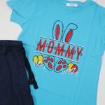 ⁦بجامة صيفية للأطفال لون أزرق فاتح وكحلي بتصميم أرنب⁩ - الصورة ⁦4⁩