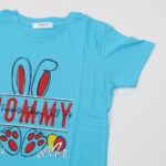 ⁦بجامة صيفية للأطفال لون أزرق فاتح وكحلي بتصميم أرنب⁩ - الصورة ⁦5⁩