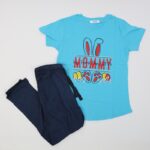 ⁦بجامة صيفية للأطفال لون أزرق فاتح وكحلي بتصميم أرنب⁩ - الصورة ⁦6⁩