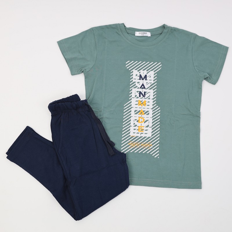 10332478_67db9f765164c بجامة صيفية للأطفال لون أخضر وكحلي بتصميم MANMADE - الصورة 1
