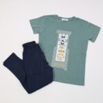 ⁦بجامة صيفية للأطفال لون أخضر وكحلي بتصميم MANMADE⁩ - الصورة ⁦2⁩