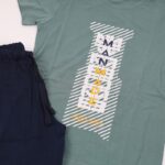 ⁦بجامة صيفية للأطفال لون أخضر وكحلي بتصميم MANMADE⁩ - الصورة ⁦5⁩