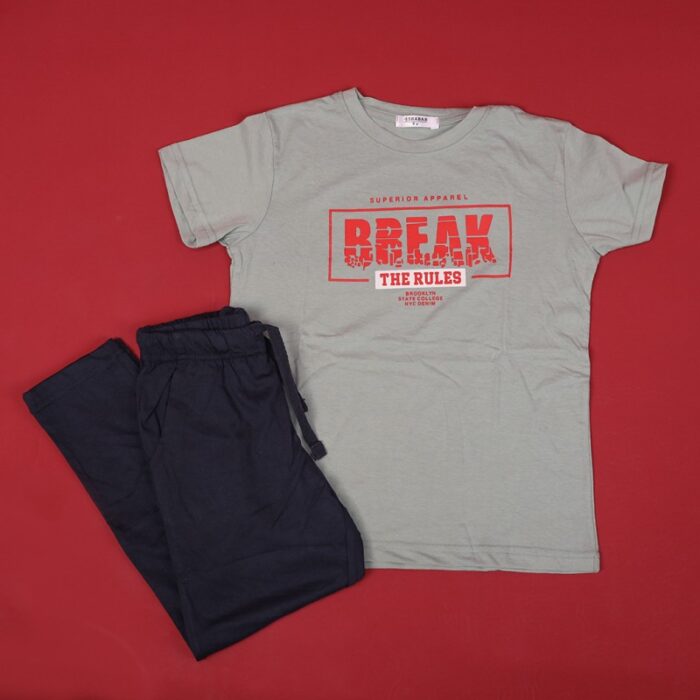 ⁦بجامة صيفية للأطفال لون أخضر وكحلي⁩ - الصورة ⁦3⁩