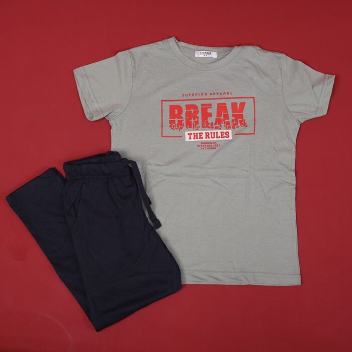 ⁦بجامة صيفية للأطفال لون أخضر وكحلي⁩ - الصورة ⁦6⁩