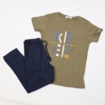 ⁦بجامة صيفية للأطفال لون زيتي وكحلي⁩ - الصورة ⁦6⁩