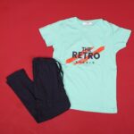 ⁦بجامة صيفية للأطفال لون فستقي وكحلي⁩ - الصورة ⁦4⁩