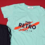 ⁦بجامة صيفية للأطفال لون فستقي وكحلي⁩ - الصورة ⁦5⁩