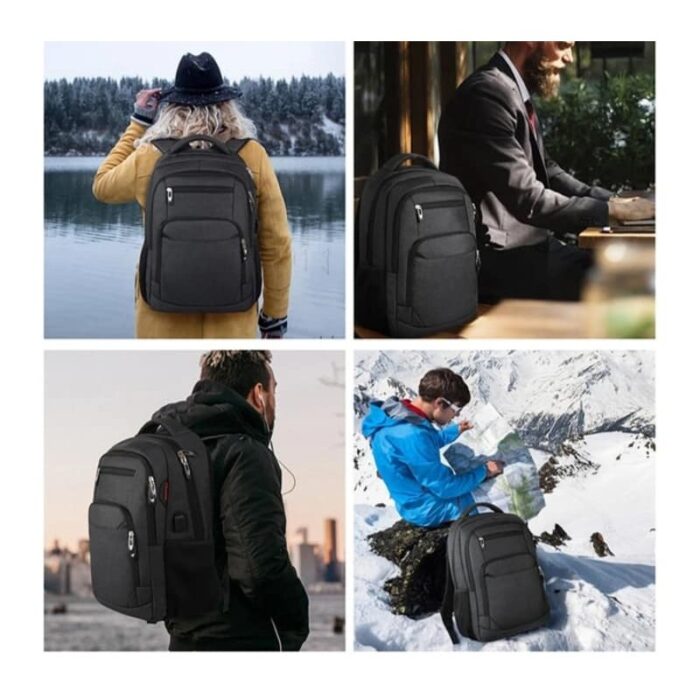 ⁦شنتة لابتوب فخمة مع مدخل USB ومقاومة للماء والخدش وبتصميم أنيق وعصري، وذات سعة كبيرة وجيوب متعددة⁩ - الصورة ⁦3⁩