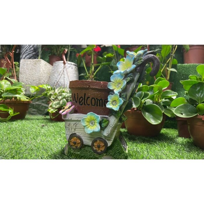 ⁦قوار العربة مع زهور مضيئة بالطاقة الشمسية⁩ - الصورة ⁦3⁩