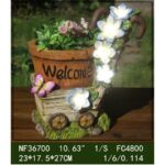 ⁦قوار العربة مع زهور مضيئة بالطاقة الشمسية⁩ - الصورة ⁦7⁩