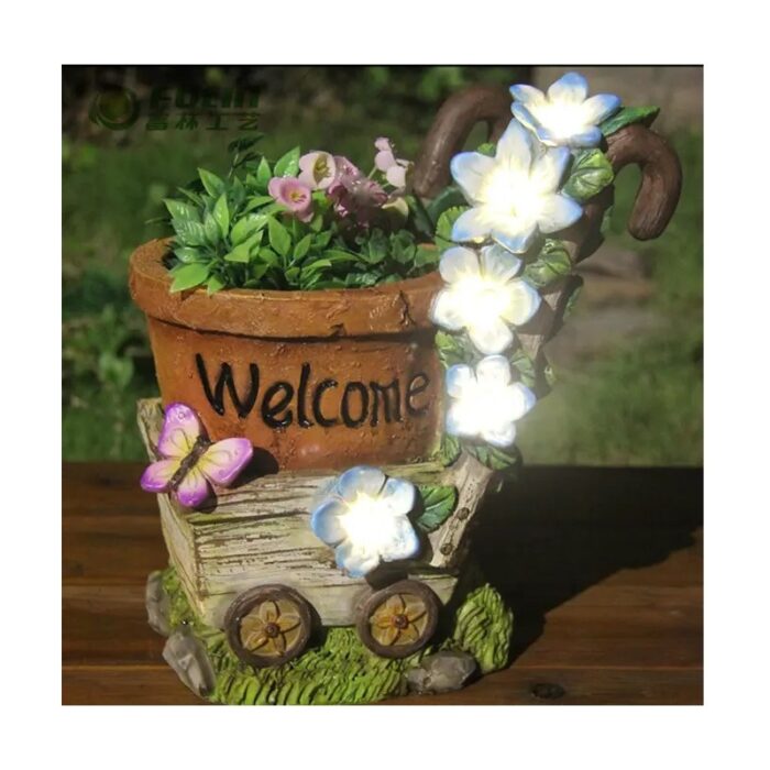 ⁦قوار العربة مع زهور مضيئة بالطاقة الشمسية⁩ - الصورة ⁦10⁩