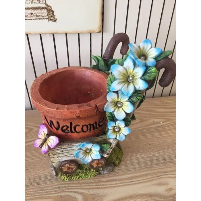 ⁦قوار العربة مع زهور مضيئة بالطاقة الشمسية⁩ - الصورة ⁦11⁩