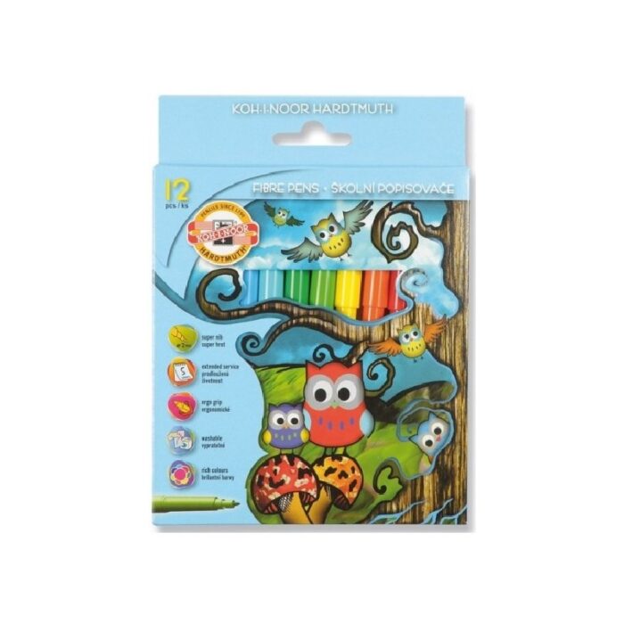 10332643_67dc3f5ec9169 أقلام تلوين فايبرعدد 12 بألوان متعددة Fibre Pens - الصورة 1