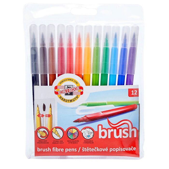 ⁦Brush fiber pens أقلام تحديد عدد 12 ألوان متعددة⁩ - الصورة ⁦4⁩