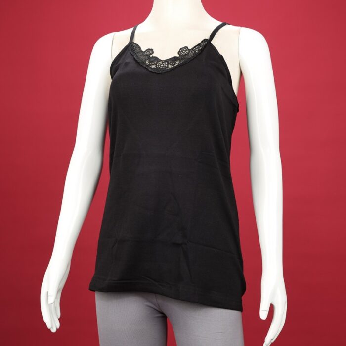 10332755_67dc3febd053a شباح داخلي (بروتيل) بحمالات رفيعة بتصميم دانتيل للنساء لون أسود - الصورة 1