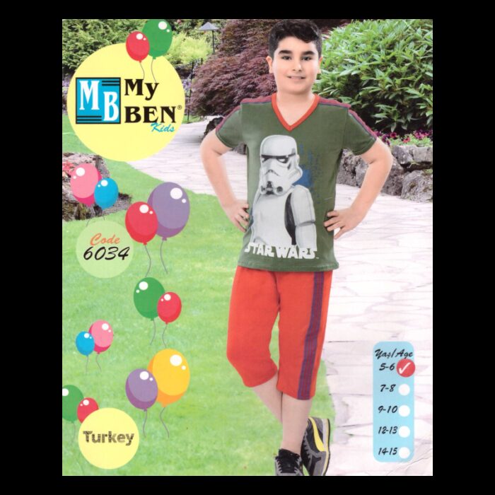 10332806_67dc4081ac515 بجامة صيفية مكونة من تيشيرت وشورت للأطفال لون أخضر وأحمر - الصورة 1