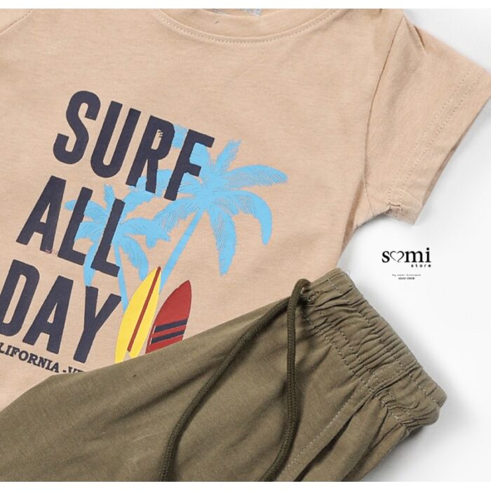 10332873_67dc40b65a5c8 بجامة صيفية للأطفال لون بيج وأخضر من Sami Boutique - الصورة 1