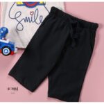 ⁦بجامة صيفية للأطفال تيشيرت وشورت لون بيج فاتح وأسود من Sami Boutique⁩ - الصورة ⁦2⁩