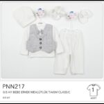 طقم ولادي لحديثي الولادة من 5 قطع لون أسود وأبيض