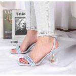 ⁦حذاء كعب مسمار 6 سم للنساء لون أزرق فاتح⁩ - الصورة ⁦2⁩