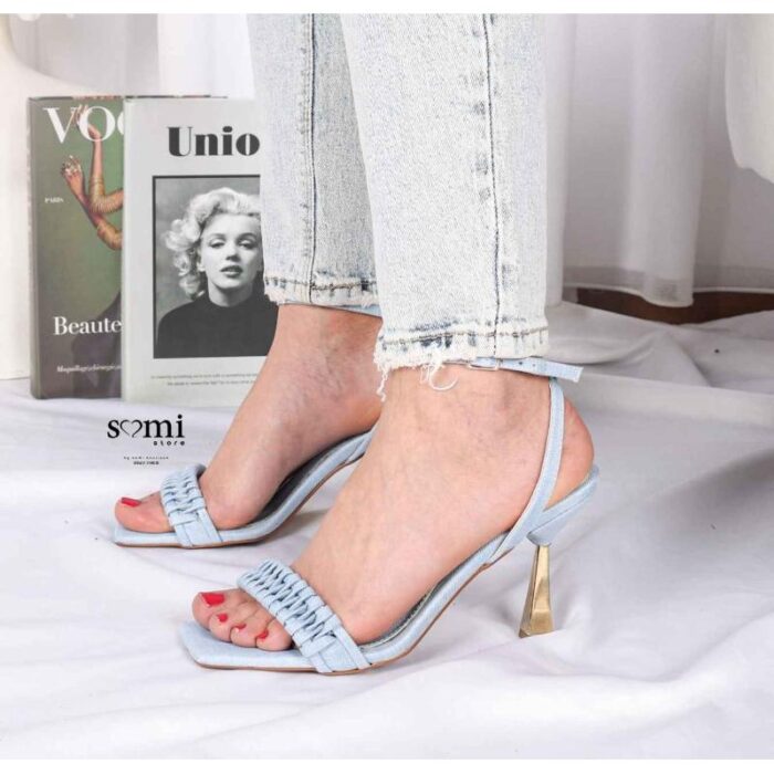 ⁦حذاء كعب مسمار 6 سم للنساء لون أزرق فاتح⁩ - الصورة ⁦2⁩