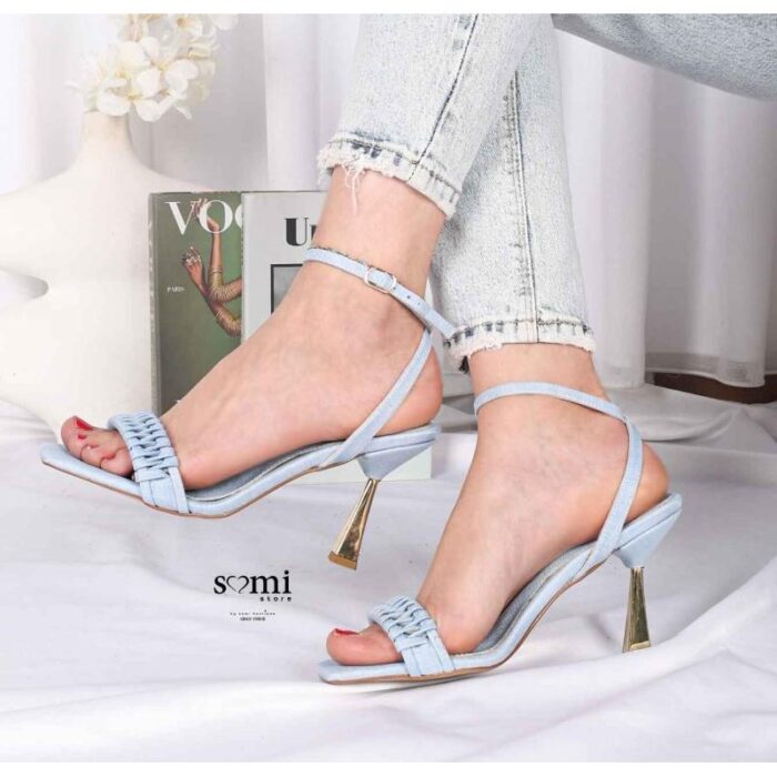 ⁦حذاء كعب مسمار 6 سم للنساء لون أزرق فاتح⁩ - الصورة ⁦3⁩