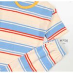 ⁦بجامة للأطفال شورت وتيشيرت مخططة بالعرض بألوان متعددة أزرق وبيج فاتح وأحمر من Sami boutique⁩ - الصورة ⁦2⁩